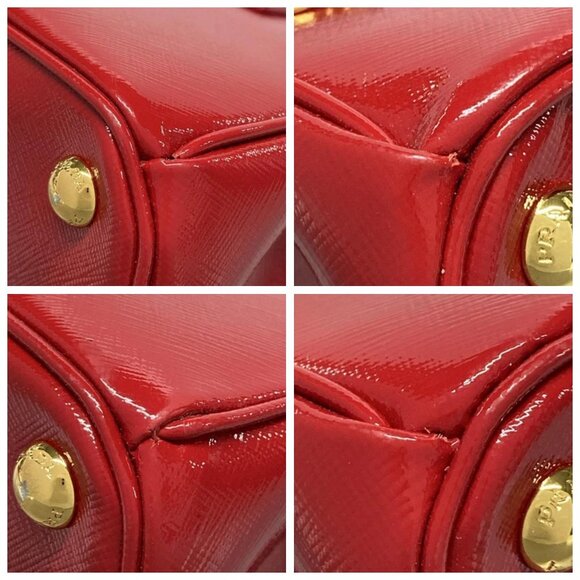 PRADA Galleria Mini Bag Red Patent Leather Handbag 738-082725 - Picture 6 of 14